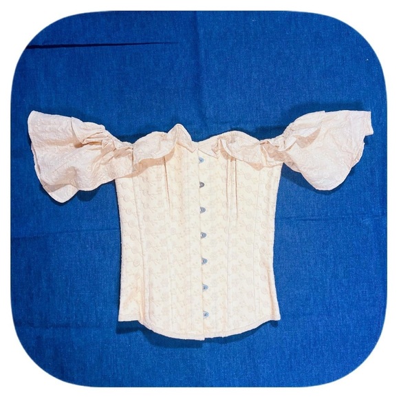 Corset Story Off White Ruffled Off-Shoulder Eyelet Lace Corset Top Sz 12uk - Picture 1 of 7